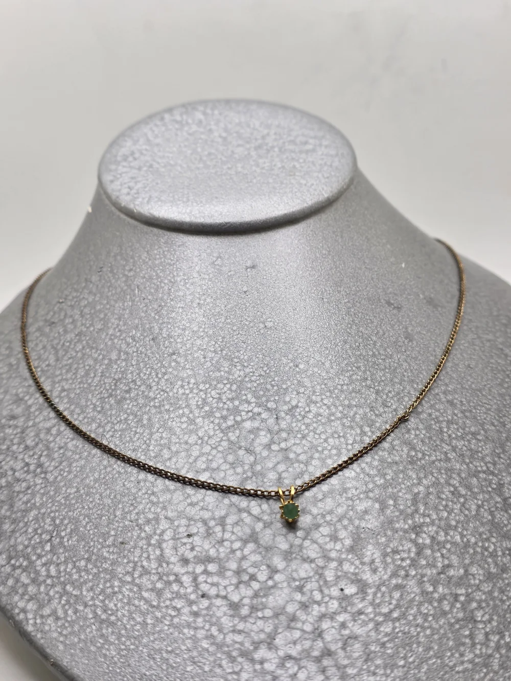 Delicate Gold Chain Necklace with Green Gem Pendant